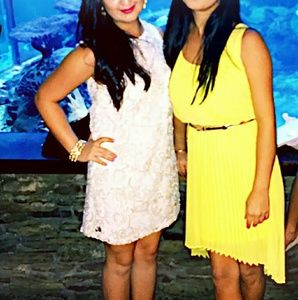 White gold crochet lace mini dress